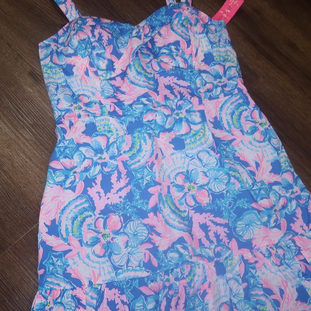NWT Womens Lilly Pulitzer Rocko Dress Romper Blue Tang Sitting Seaside size 10 - Picture 6 of 7